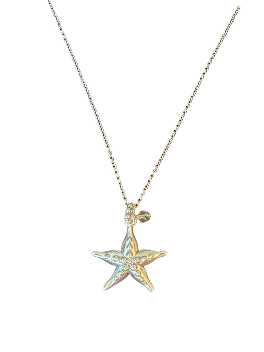 Brighton Silver Starfish Pendant Necklace with Crystal Accent